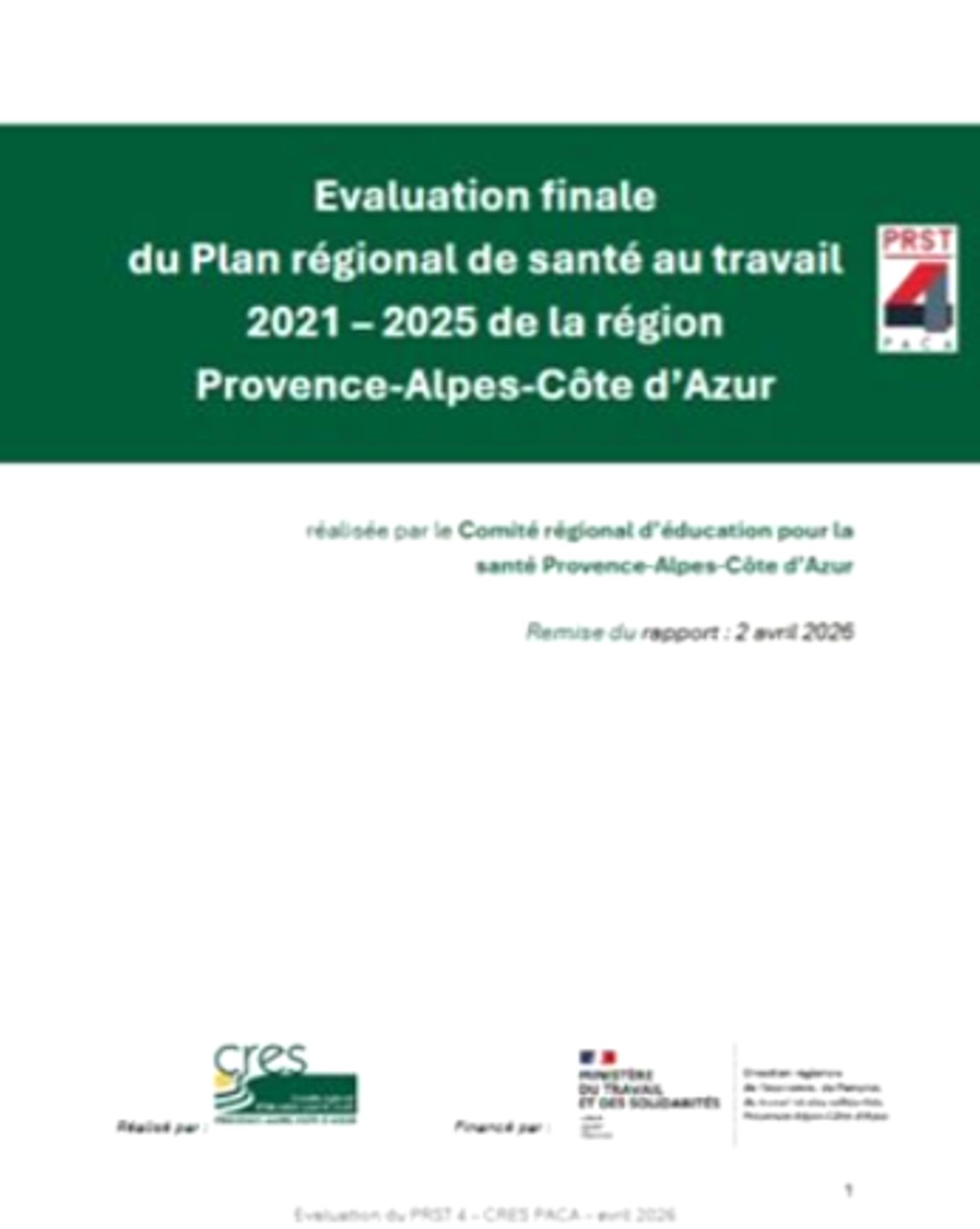 Plan Régional de Santé au Travail 4 : évaluation finale